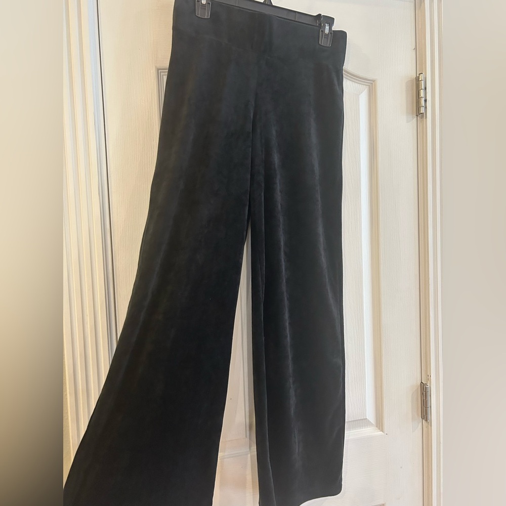 Women’s Black Velour Straight Flare Lounge Pants – Soft & Comfy